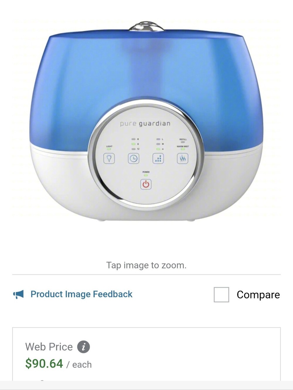 Pure Guardian Ultrasonic Humidifier 2 Gallon
